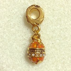 Artisan "Faberge" orange Easter egg dangle bead